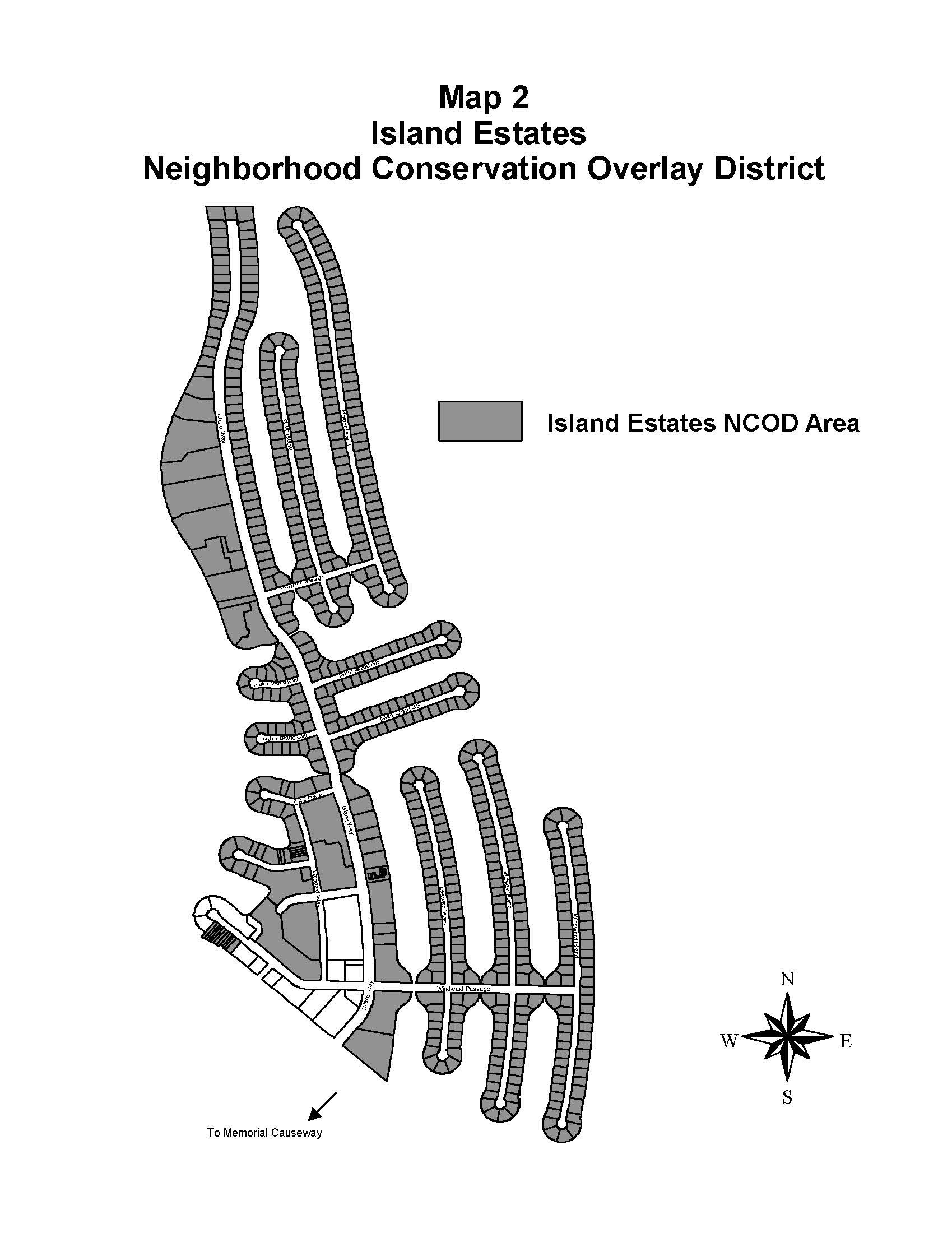 Map showing the street names and parcels which make up the Island Estates Neighborhood Conservation Overlay District. Please contact the Planning and Development department at 727-562-4567 if you would like a detailed description of the map.